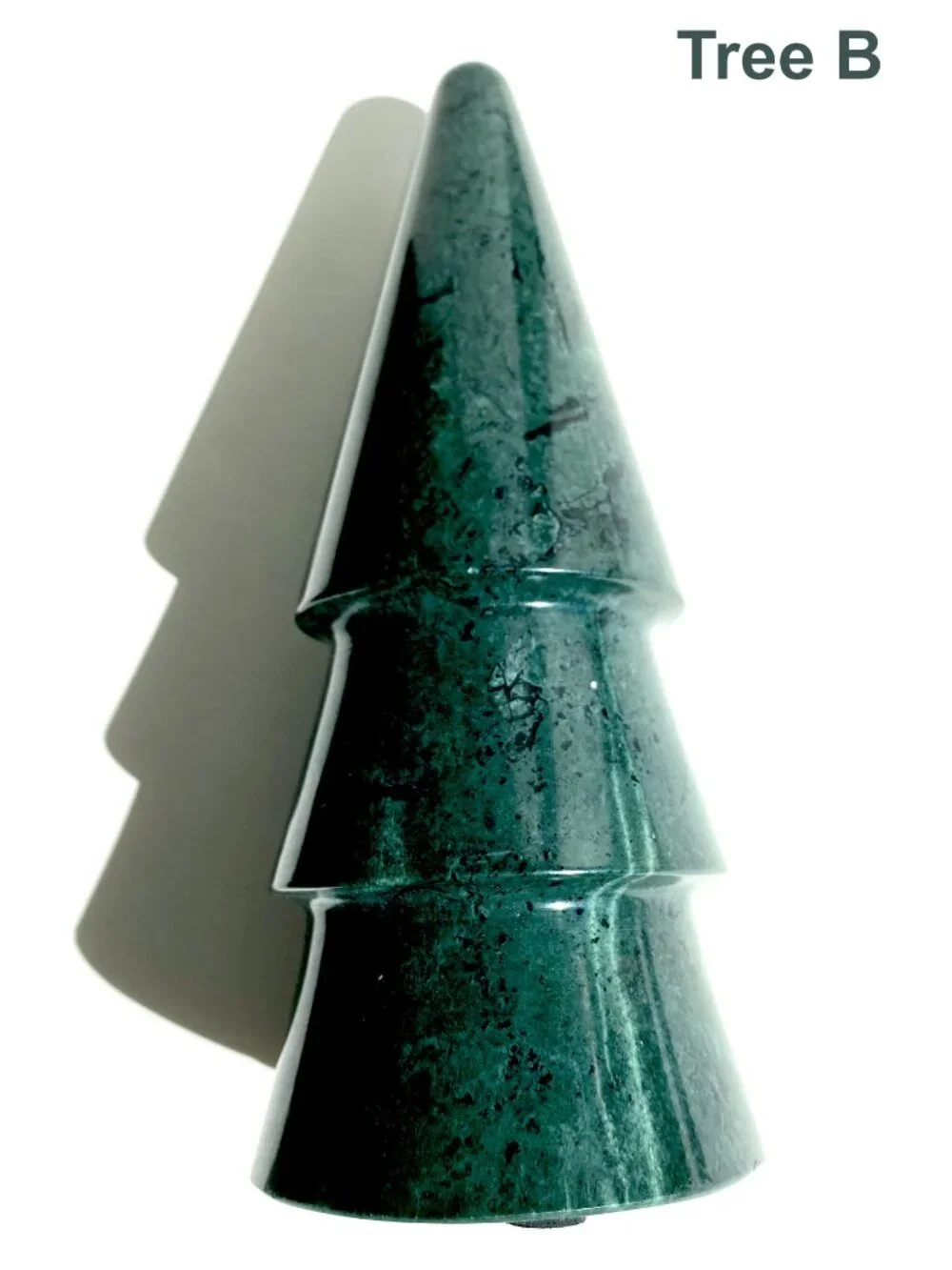 One green marble tree “B”. Modern holiday décor, from Crate & Barrel. NWT.